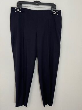 NWT Hugo Boss Tocane Wool Navy Pinstripe Ankle Dress Pants Womens 12 Office